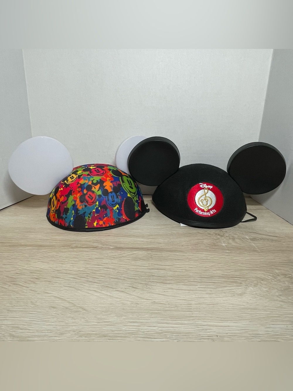 Disney Parks Mickey Mouse Ear Adult Hats 2 Lot Glow With Show Performing Arts